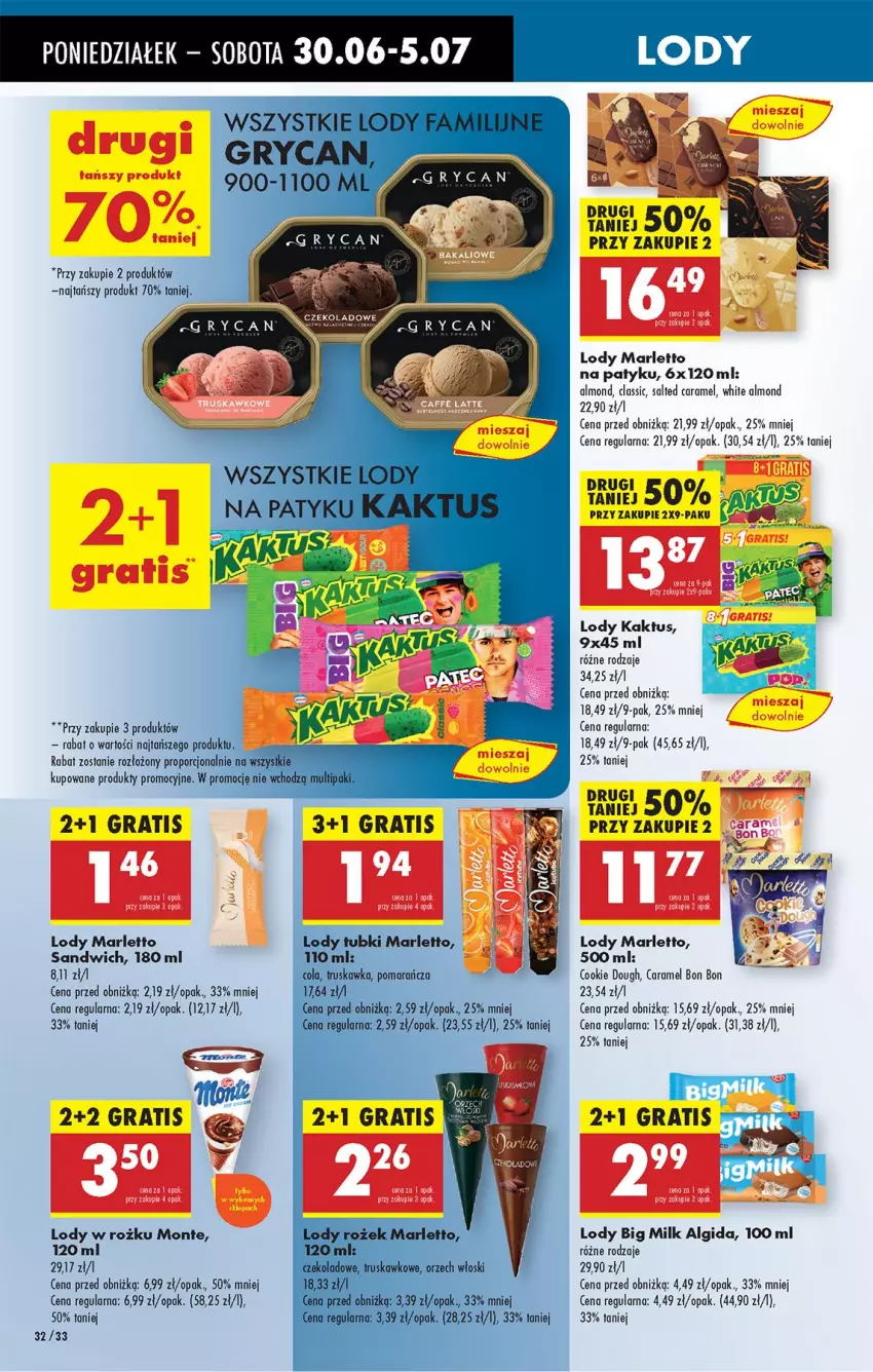 Gazetka promocyjna Biedronka - Od Poniedziałku - ważna 30.06 do 05.07.2025 - strona 44 - produkty: Algida, Big Milk, Gra, Gry, Kaktus, LG, Lody, Monte