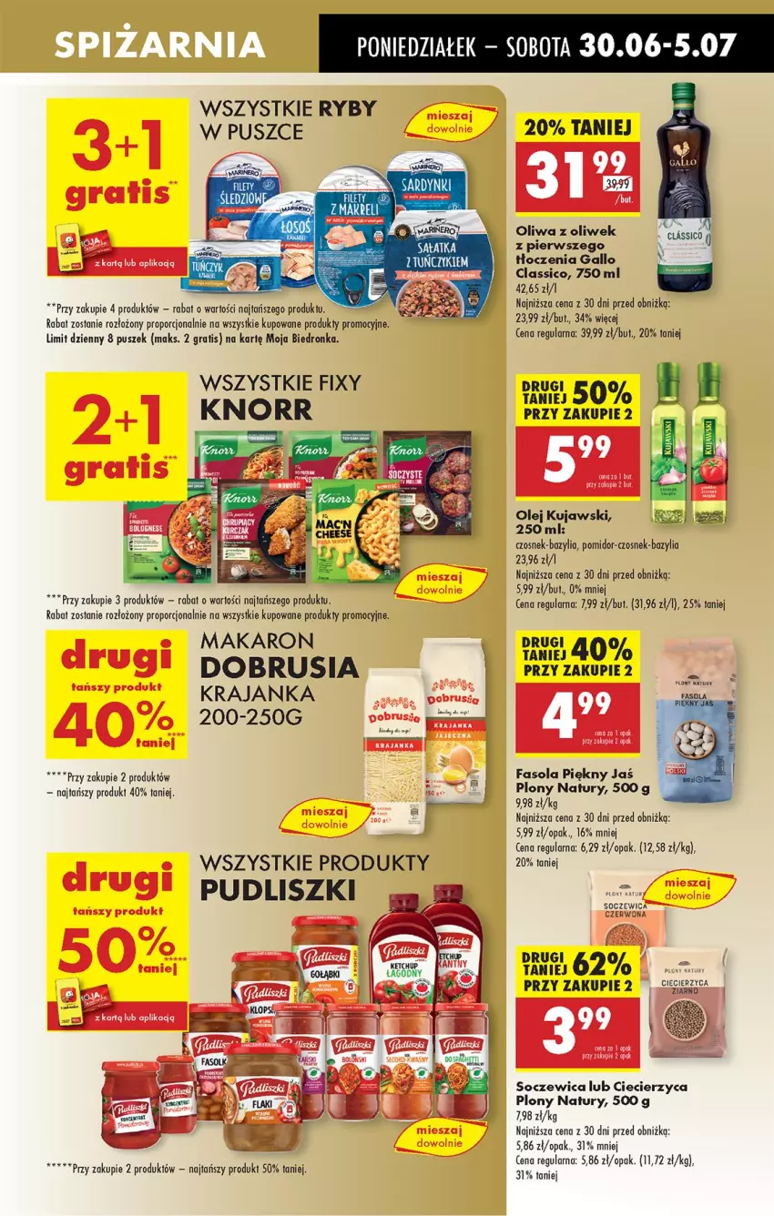 Gazetka promocyjna Biedronka - Od Poniedziałku - ważna 30.06 do 05.07.2025 - strona 49 - produkty: Bazyl, Bazylia, Czosnek, Fa, Fasola, Gra, Kujawski, Makaron, Obrus, Olej, Oliwa, Oliwa z oliwek, Por, Pudliszki