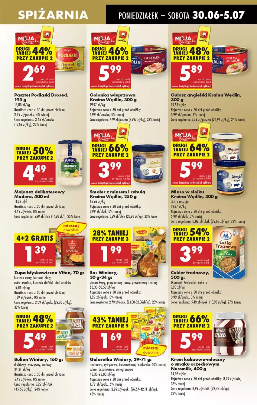 Gazetka promocyjna Biedronka - Od Poniedziałku - ważna 30.06 do 05.07.2025 - strona 51 - produkty: Bulion, Cukier, Cukier trzcinowy, Diamant, Gala, Galaretka, Golonka wieprzowa, Kakao, Królewski, Kurczak, Lion, Majonez, Mięso, Mięso w słoiku, Pasztet, Piec, Podlaski, Smalec, Sos, Winiary, Wino, Zupa