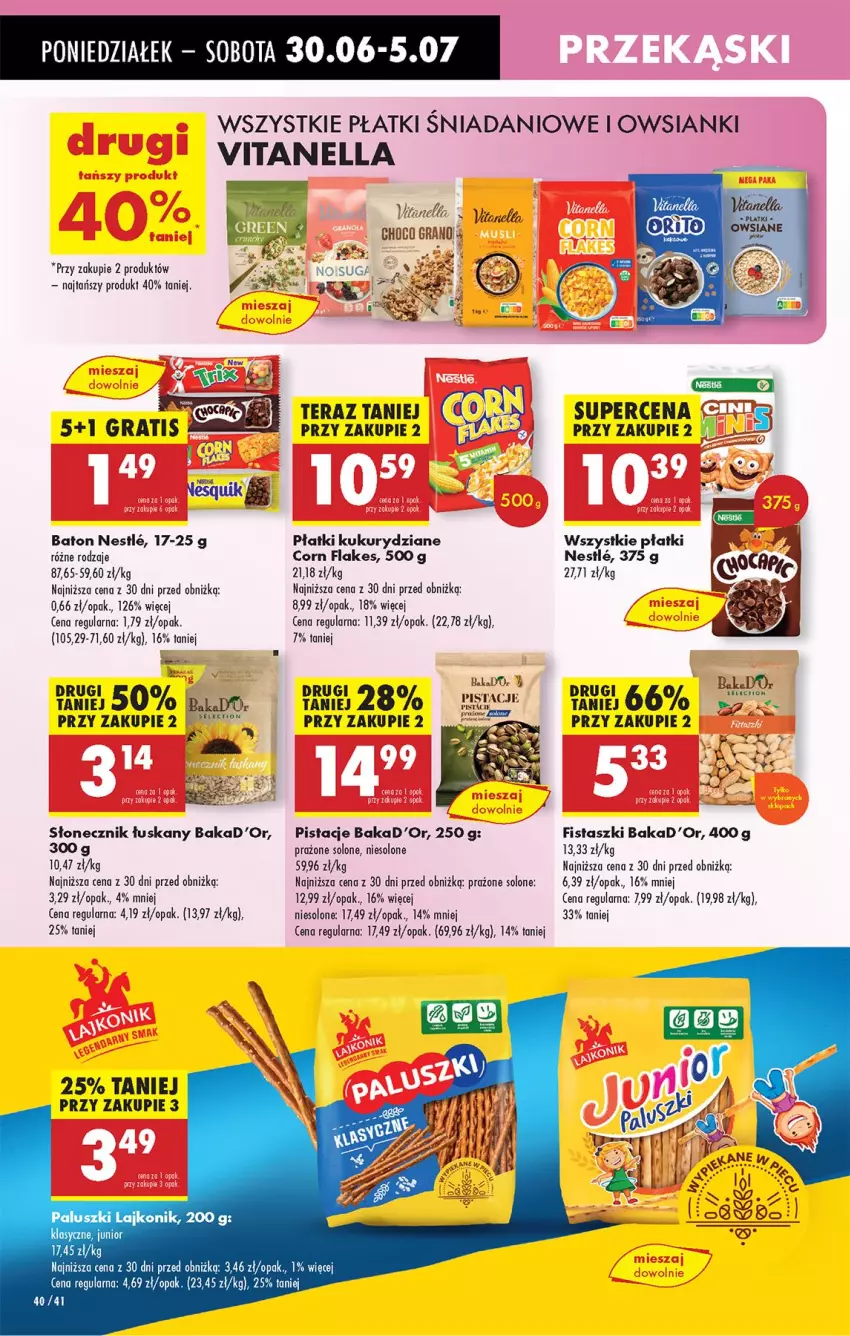 Gazetka promocyjna Biedronka - Od Poniedziałku - ważna 30.06 do 05.07.2025 - strona 54 - produkty: Baton, Corn flakes, Danio, Gra, Lajkonik, Pistacje, Tera