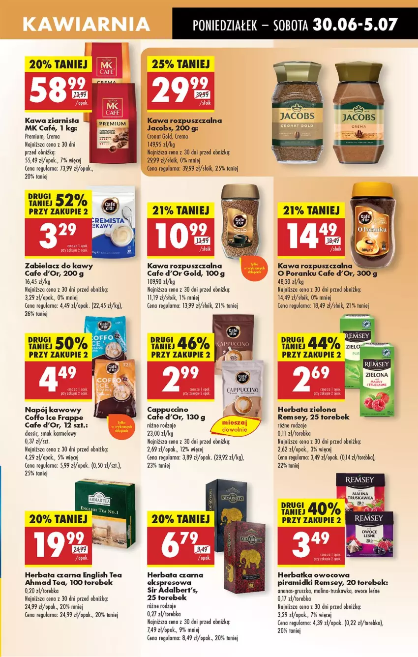 Gazetka promocyjna Biedronka - Od Poniedziałku - ważna 30.06 do 05.07.2025 - strona 55 - produkty: Ananas, Cappuccino, Herbata, Herbata czarna, Jacobs, Kawa, Kawa rozpuszczalna, Kawa ziarnista, Napój, Owoce, Por, Torebka