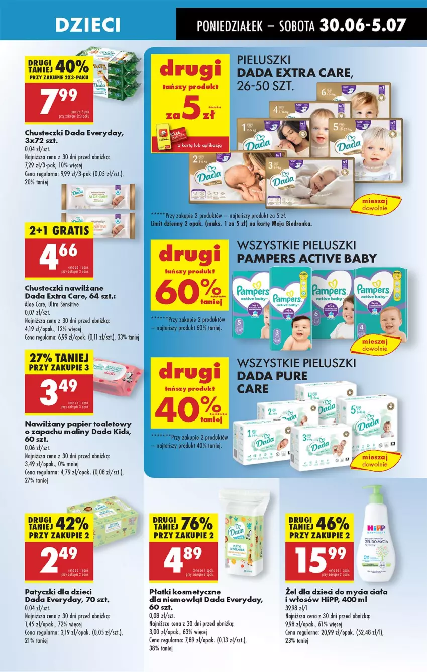 Gazetka promocyjna Biedronka - Od Poniedziałku - ważna 30.06 do 05.07.2025 - strona 67 - produkty: Chusteczki, Dada, Dzieci, Gra, HiPP, Maliny, Nawilżany papier, Papier, Płatki kosmetyczne