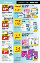 Gazetka promocyjna Biedronka - Od Poniedziałku - Gazetka - ważna od 05.07 do 05.07.2025 - strona 65 - produkty: Por, Papier, Bell, Perfecta, Tampony, Papier toaletowy, Ręcznik, Rolki, Podpaski, Carefree, Bella, Wkładki