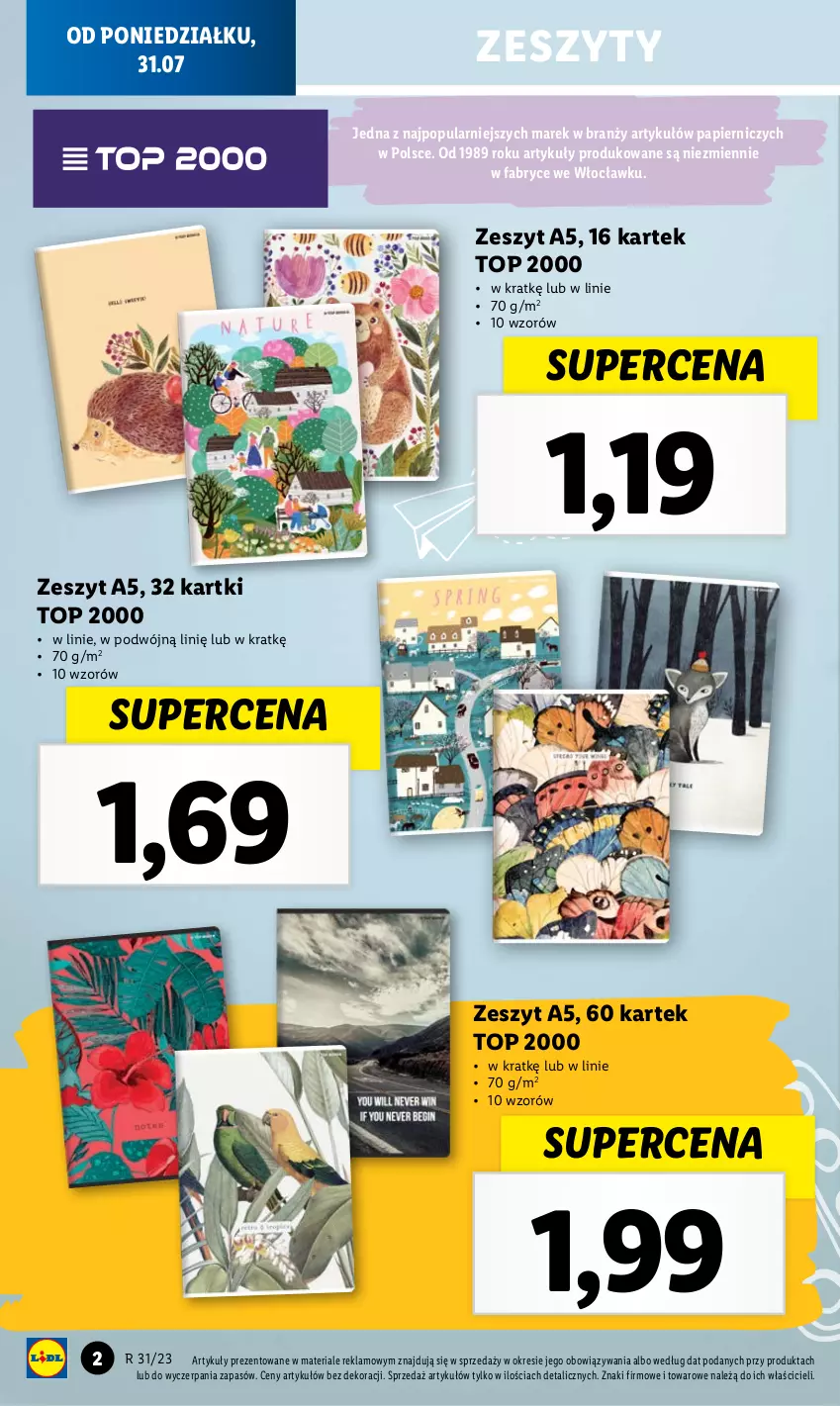 Gazetka promocyjna Lidl - KATALOG GOTOWI DO SZKOŁY - ważna 31.07 do 03.09.2023 - strona 2 - produkty: Fa, Papier, Top