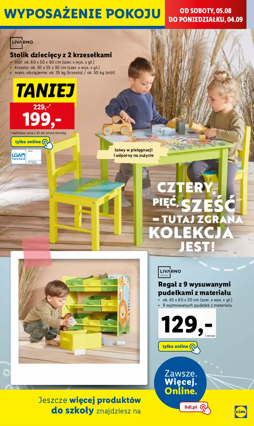 Gazetka promocyjna Lidl - KATALOG GOTOWI DO SZKOŁY - ważna 31.07 do 03.09.2023 - strona 43 - produkty: Dzieci, Krzesło, Por, Regał, Stół, Stolik