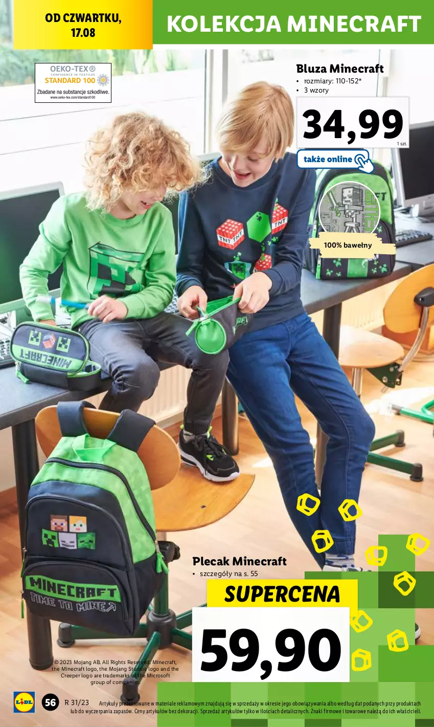 Gazetka promocyjna Lidl - KATALOG GOTOWI DO SZKOŁY - ważna 31.07 do 03.09.2023 - strona 78 - produkty: Bluza, Minecraft, Plecak, Ser