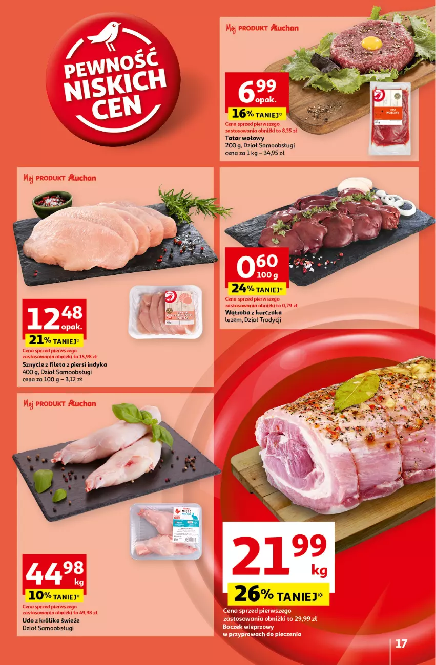 Gazetka promocyjna Auchan - Pewność Niskich Cen Hipermarket - ważna 10.10 do 16.10.2024 - strona 19 - produkty: Królik, Kurczak, Tatar wołowy