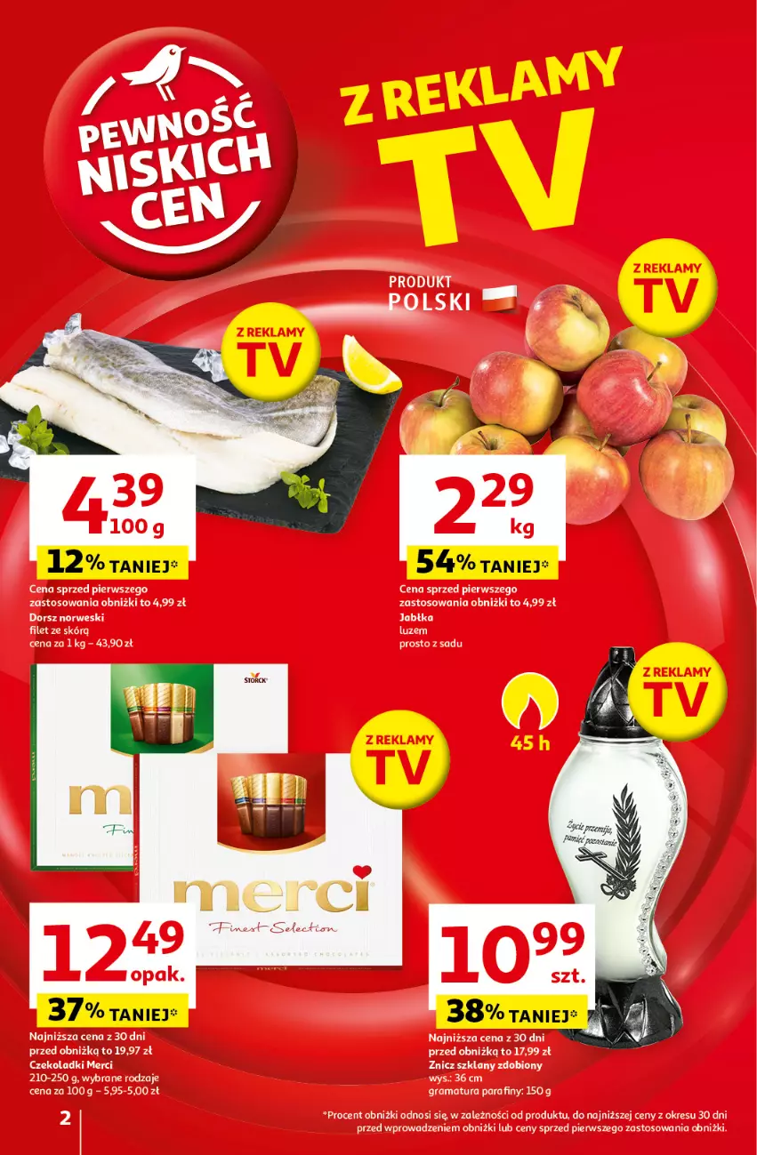 Gazetka promocyjna Auchan - Pewność Niskich Cen Hipermarket - ważna 10.10 do 16.10.2024 - strona 2 - produkty: Dorsz, Jabłka, Taca, Znicz