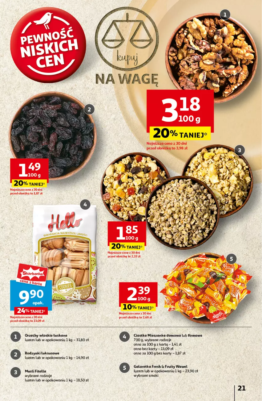 Gazetka promocyjna Auchan - Pewność Niskich Cen Hipermarket - ważna 10.10 do 16.10.2024 - strona 23 - produkty: Ciastka, Gala, Galaretka, Mus, Orzechy włoskie, Rodzynki, Wawel