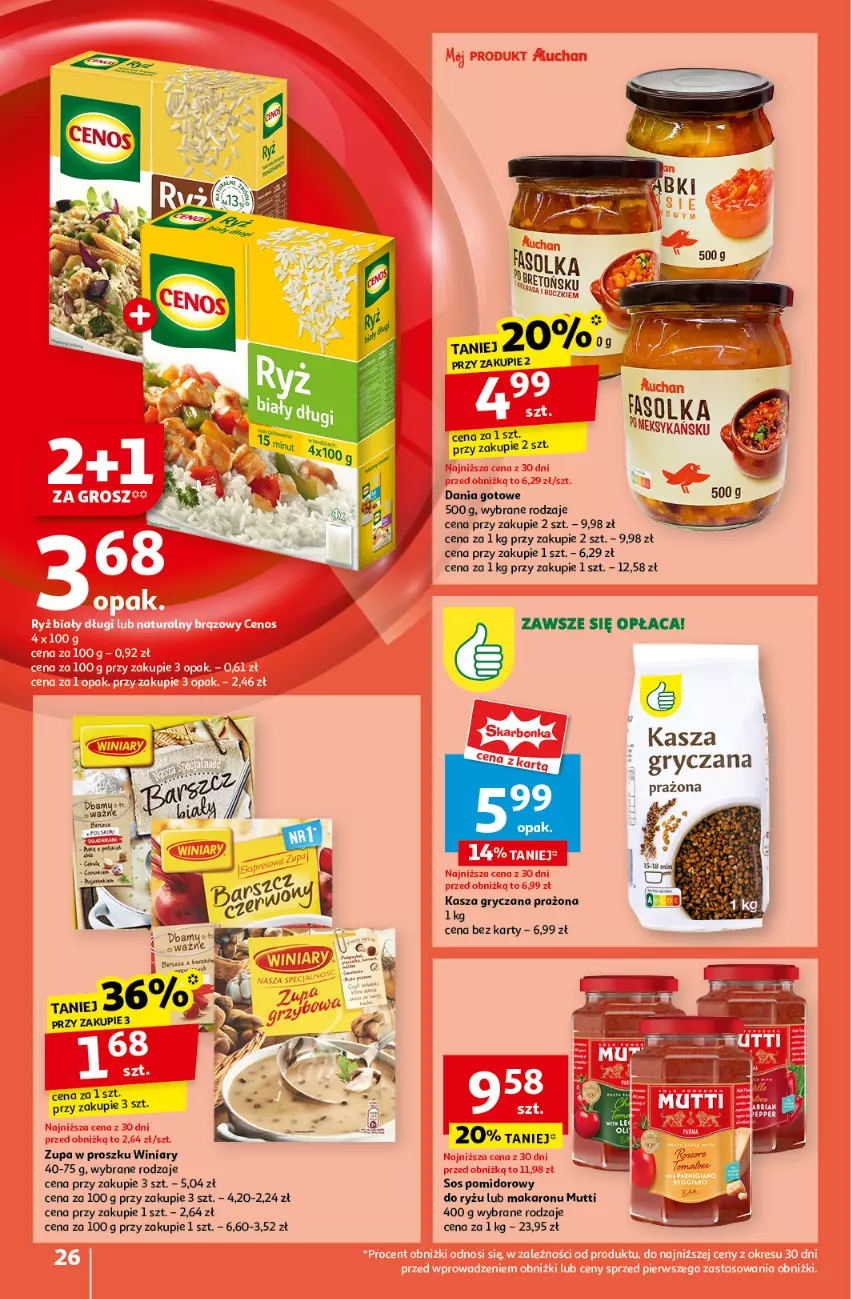 Gazetka promocyjna Auchan - Pewność Niskich Cen Hipermarket - ważna 10.10 do 16.10.2024 - strona 28 - produkty: Dania gotowe, Gry, Kasza, Kasza gryczana, Makaron, Ryż, Sos, Sos pomidorowy, Winiary, Zupa