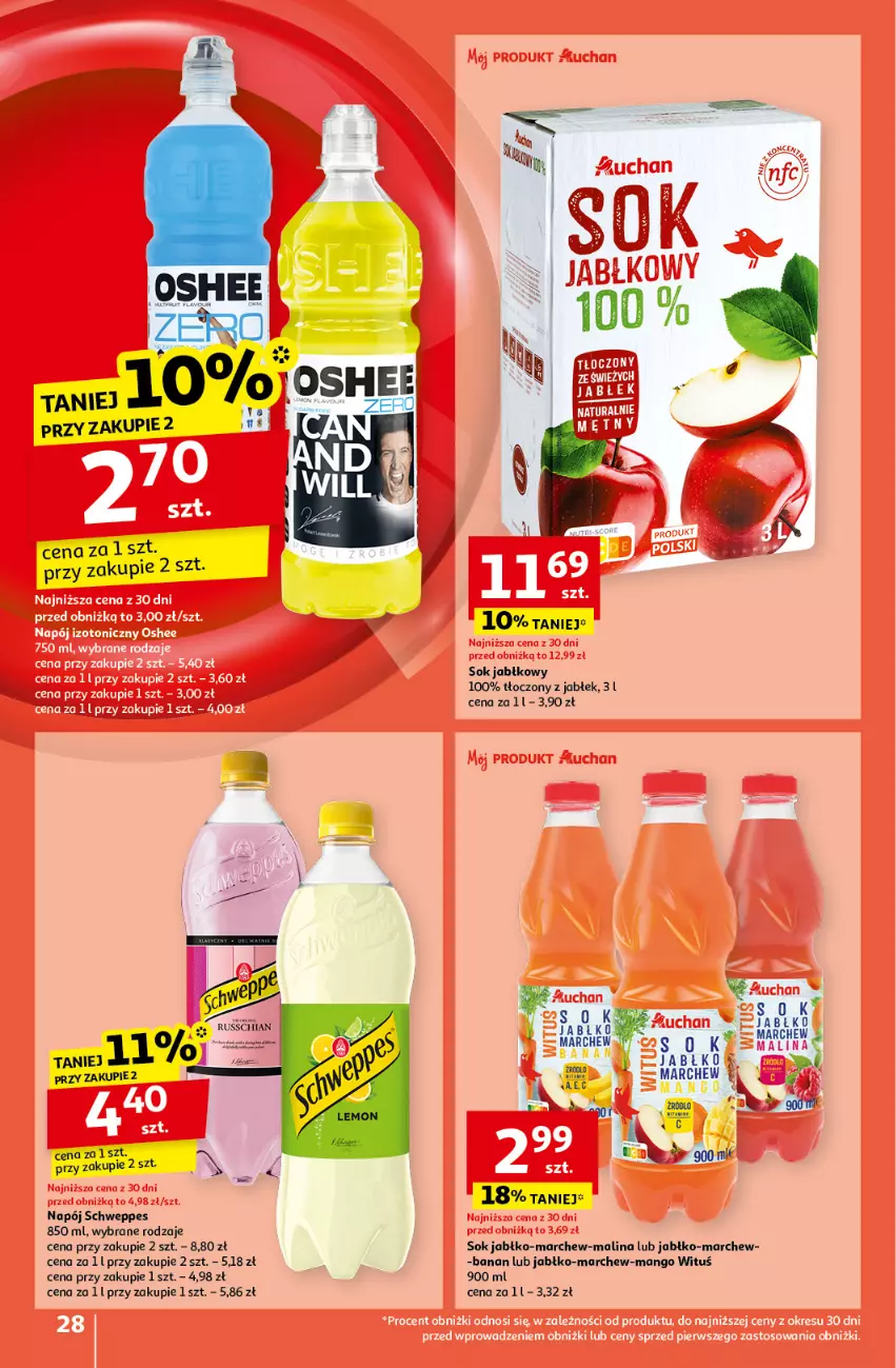 Gazetka promocyjna Auchan - Pewność Niskich Cen Hipermarket - ważna 10.10 do 16.10.2024 - strona 30 - produkty: Chia, Mango, Napój, Schweppes, Sok, Sok jabłkowy