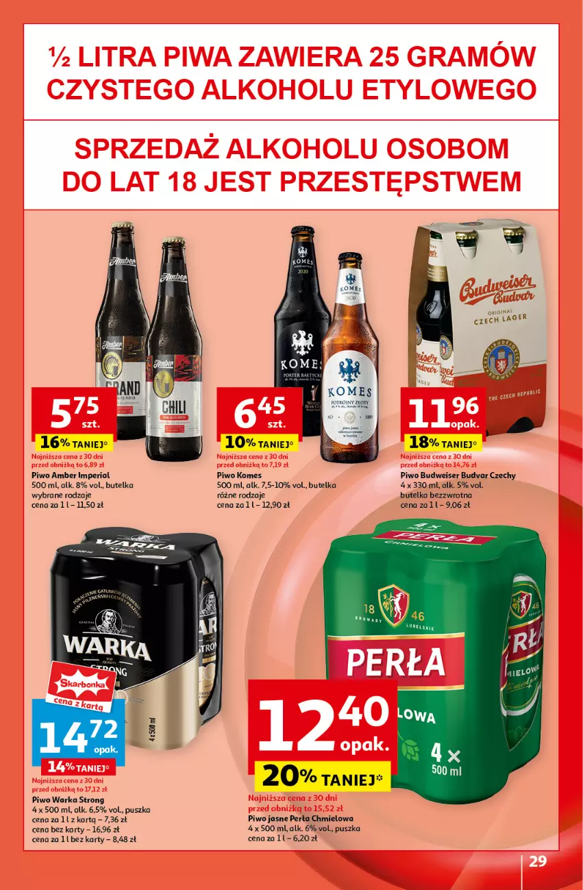 Gazetka promocyjna Auchan - Pewność Niskich Cen Hipermarket - ważna 10.10 do 16.10.2024 - strona 31 - produkty: Perła, Piwo, Piwo jasne, Ser, Warka