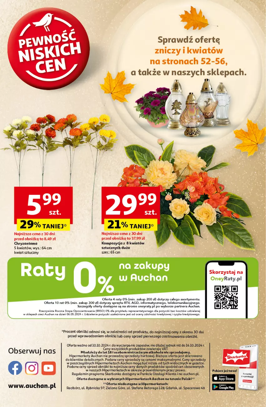 Gazetka promocyjna Auchan - Pewność Niskich Cen Hipermarket - ważna 10.10 do 16.10.2024 - strona 64 - produkty: Acer, Chryzantema, Fa, Gra, Top, Znicz