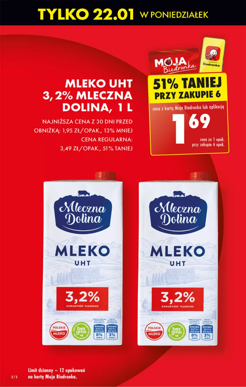Gazetka promocyjna Biedronka - Od poniedzialku - ważna 22.01 do 27.01.2024 - strona 2 - produkty: Mleko