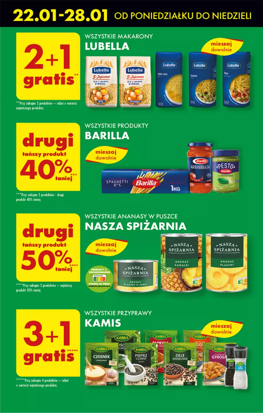 Gazetka promocyjna Biedronka - Od poniedzialku - ważna 22.01 do 27.01.2024 - strona 37 - produkty: Ananas, Barilla, Bell, Bella, Gra, Kamis, Lubella, Makaron