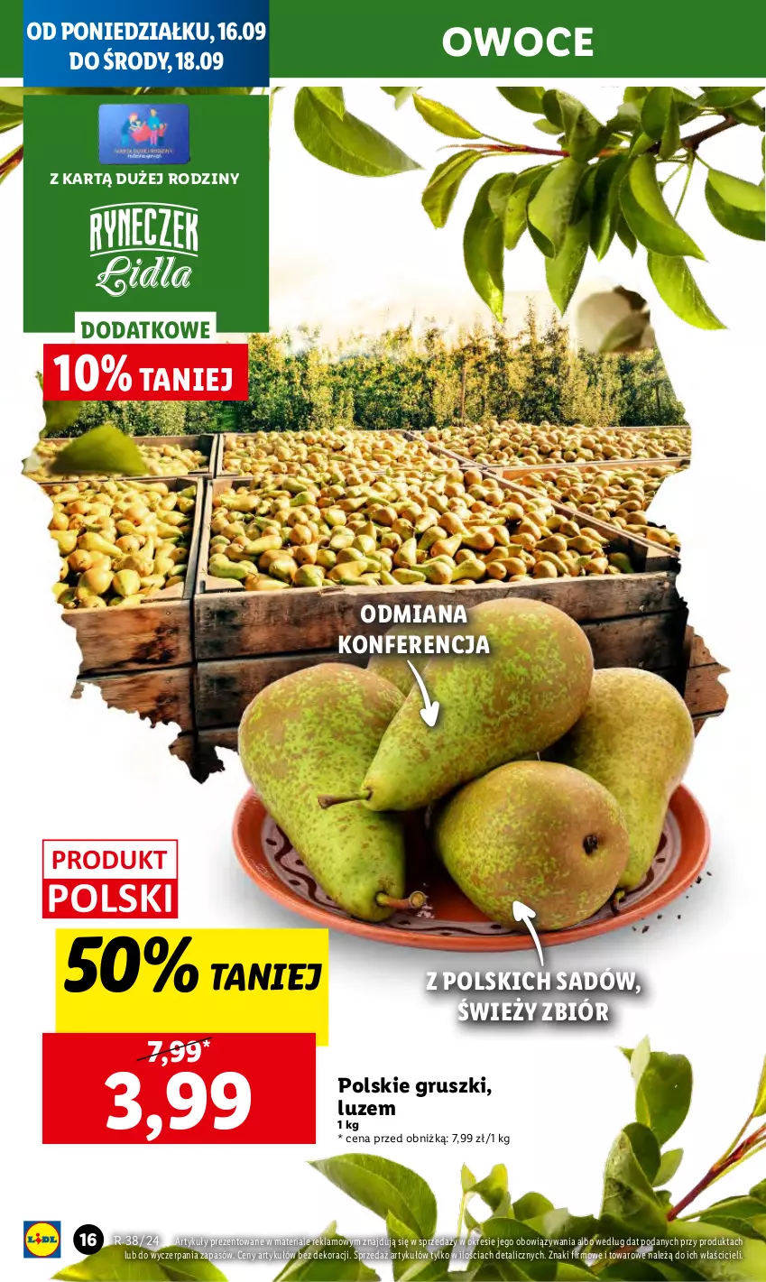 Gazetka promocyjna Lidl - GAZETKA - ważna 16.09 do 18.09.2024 - strona 20 - produkty: Chleb, Gruszki, Owoce, Ser