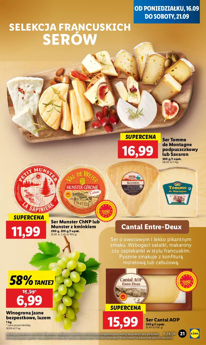 Gazetka promocyjna Lidl - GAZETKA - ważna 16.09 do 18.09.2024 - strona 25 - produkty: Makaron, Sałat, Ser, Wino, Winogrona