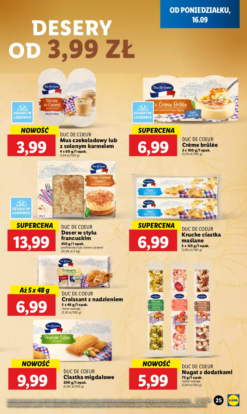 Gazetka promocyjna Lidl - GAZETKA - ważna 16.09 do 18.09.2024 - strona 29 - produkty: Ciastka, Crème brûlée, Croissant, Deser, Mus, Ser