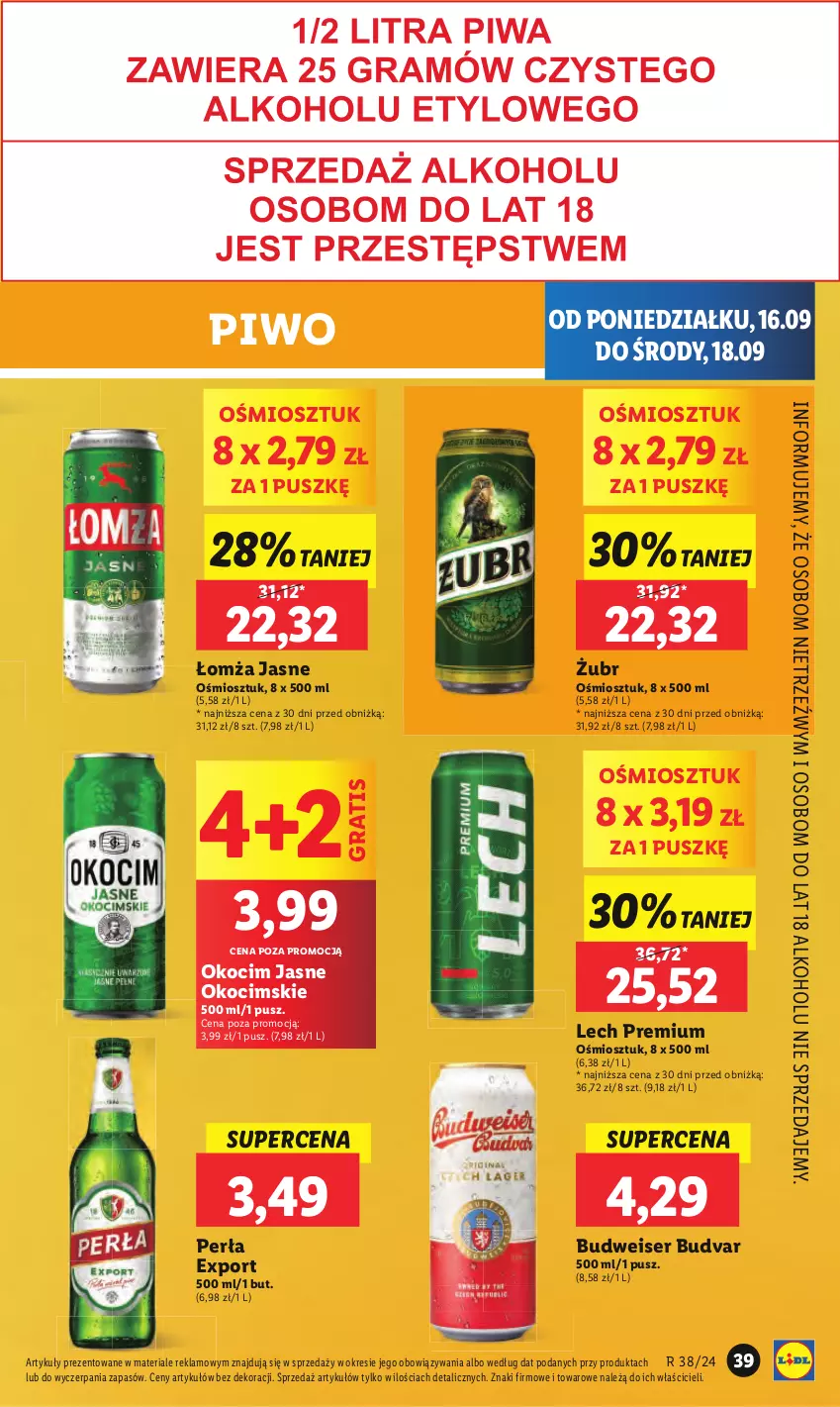 Gazetka promocyjna Lidl - GAZETKA - ważna 16.09 do 18.09.2024 - strona 43 - produkty: Gra, Koc, Lech Premium, Okocim, Perła, Piwo, Por, Ser