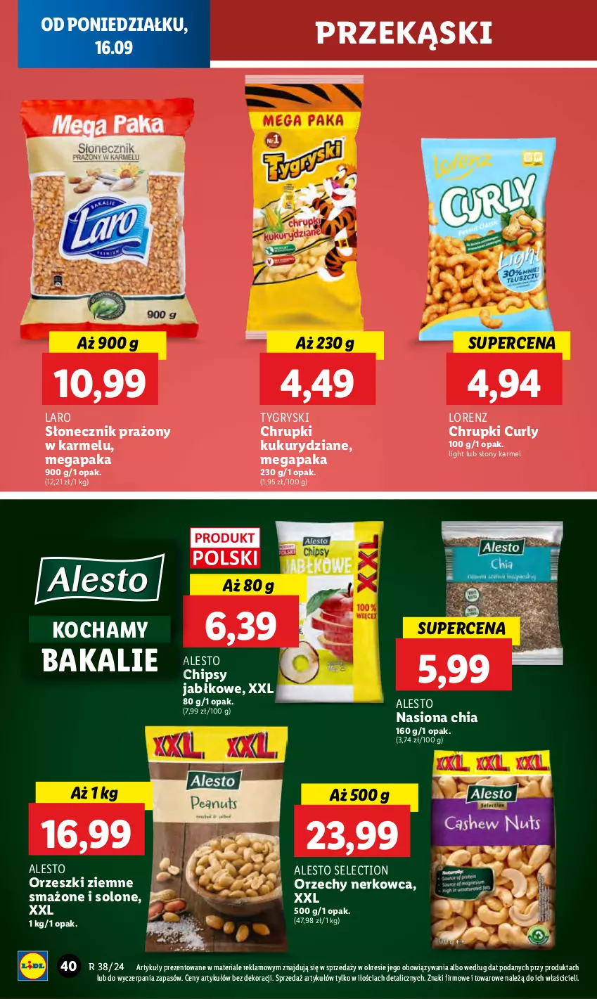 Gazetka promocyjna Lidl - GAZETKA - ważna 16.09 do 18.09.2024 - strona 44 - produkty: Chia, Chipsy, Chrupki, Gry, Koc, Lorenz, Orzeszki, Orzeszki ziemne, Słonecznik prażony