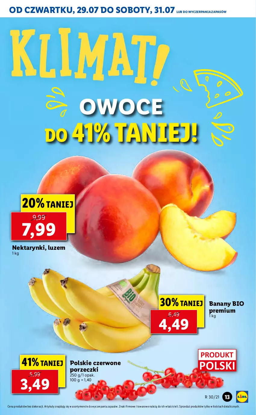 Gazetka promocyjna Lidl - GAZETKA - ważna 29.07 do 31.07.2021 - strona 13 - produkty: Banany, Nektar, Owoce, Por