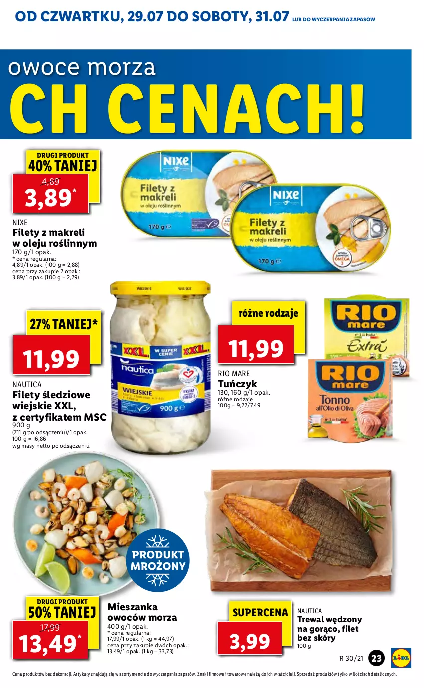 Gazetka promocyjna Lidl - GAZETKA - ważna 29.07 do 31.07.2021 - strona 23 - produkty: Olej, Owoce, Owoce morza, Rio Mare, Tuńczyk