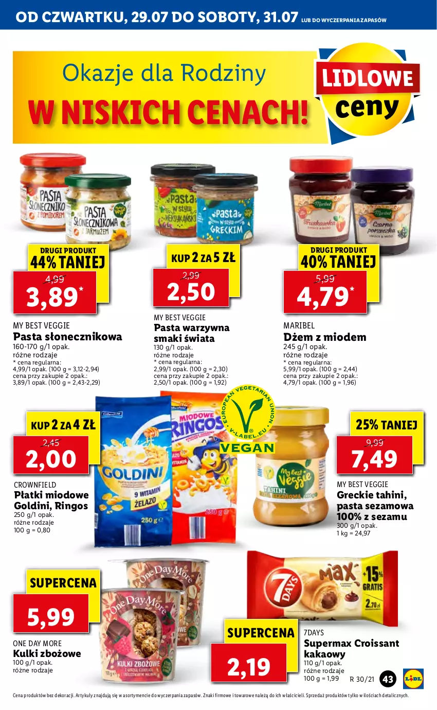 Gazetka promocyjna Lidl - GAZETKA - ważna 29.07 do 31.07.2021 - strona 43 - produkty: Croissant, Dżem, Kakao, Pasta warzywna, Sezam