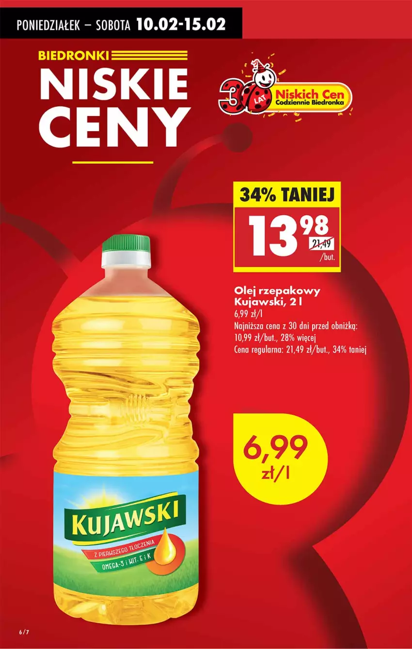 Gazetka promocyjna Biedronka - Od Poniedziałku - ważna 10.02 do 15.02.2025 - strona 6 - produkty: Kujawski, Olej, Olej rzepakowy