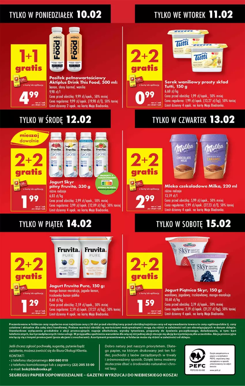 Gazetka promocyjna Biedronka - Od Poniedziałku - ważna 10.02 do 15.02.2025 - strona 64 - produkty: Aktiplus, Gra, Jaja, Jogurt, Kosz, Mango, Milka, Mleko, Napoje, Papier, Piątnica, Pur, Ser, Serek, Telefon