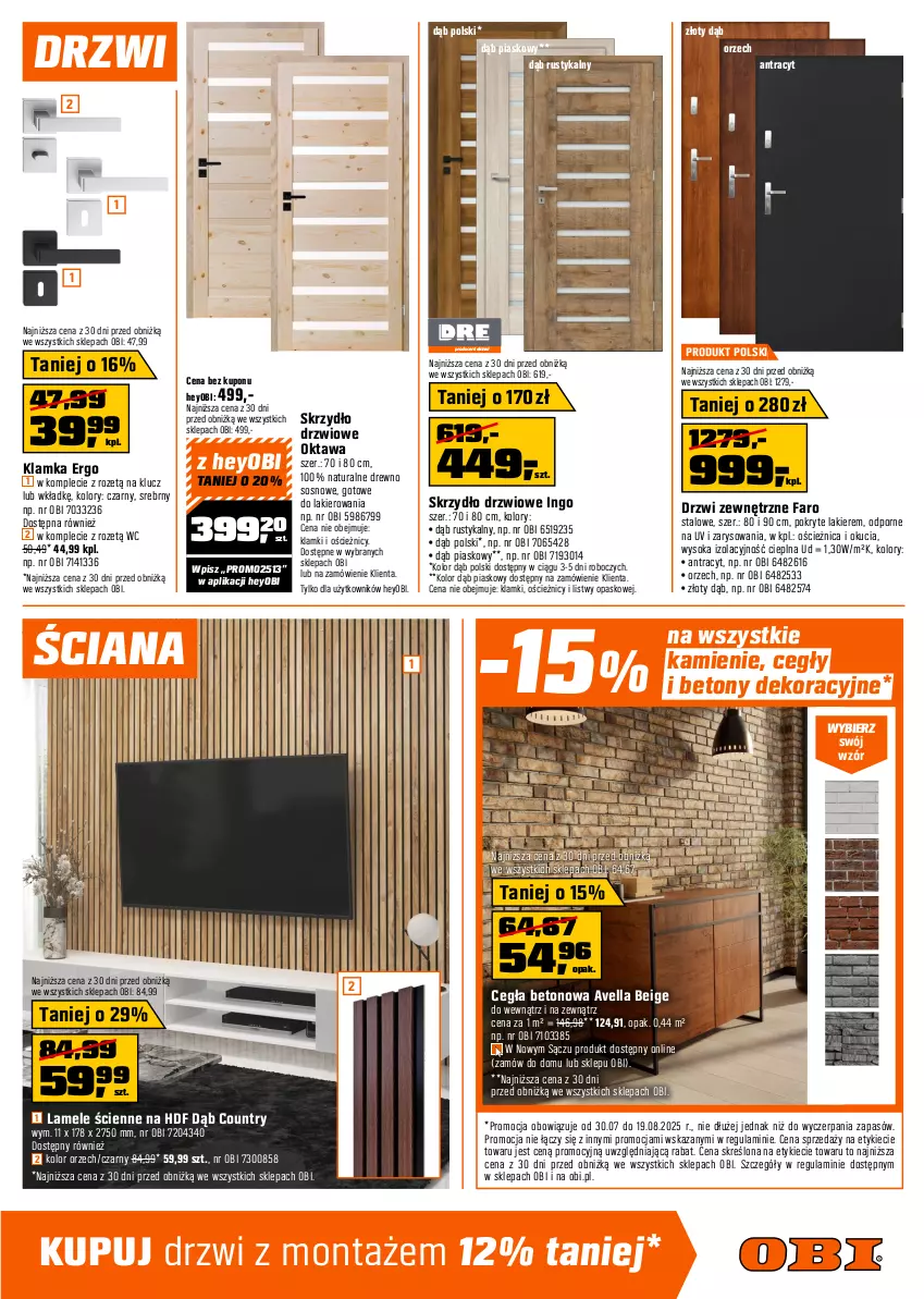 Gazetka promocyjna Obi - Gazetka OBI - ważna 30.07 do 19.08.2025 - strona 5 - produkty: Drzwi, Drzwi zewnętrzne, Fa, Gres, Klamka, Lakier, Por, Rust, Skrzydło drzwiowe, Sok, Sos