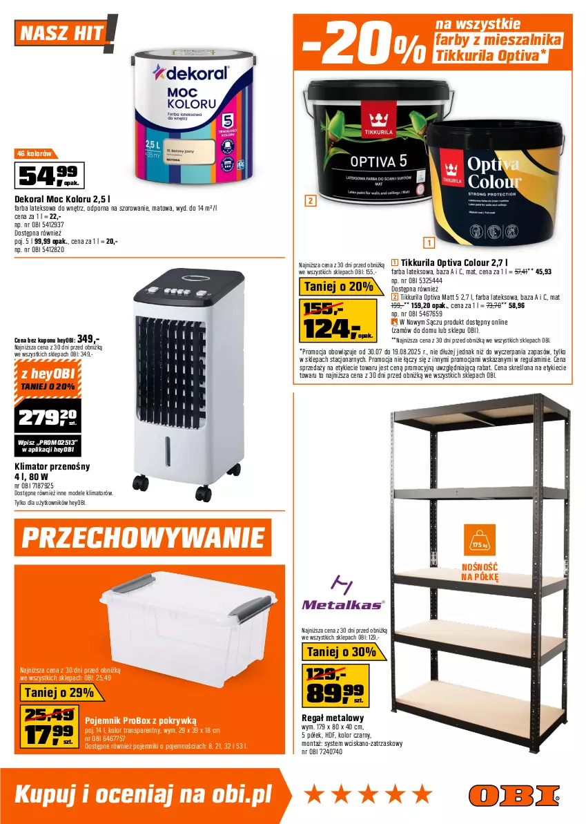 Gazetka promocyjna Obi - Gazetka OBI - ważna 30.07 do 19.08.2025 - strona 7 - produkty: Beckers, Dekoral, Fa, Farba akrylowa, Farba lateksowa, Grunt, Olej, Podkład, Pojemnik, Por, Regał, Regał metalowy, Szal, Top, Tran