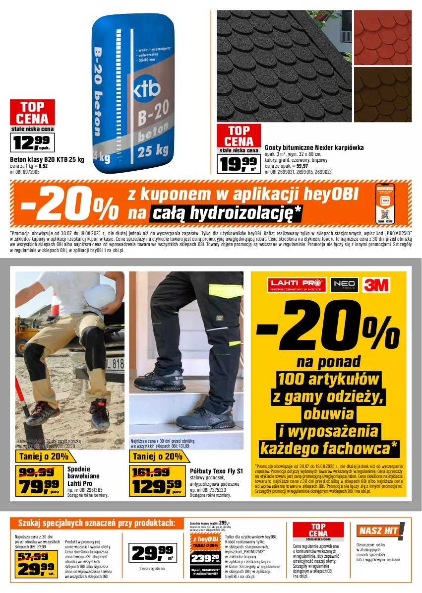Gazetka promocyjna Obi - Gazetka OBI - ważna 30.07 do 19.08.2025 - strona 8 - produkty: Buty, Fa, Gra, Karp, Półbuty, Spodnie, Top