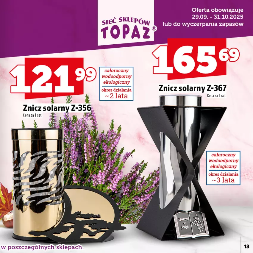 Gazetka promocyjna Topaz - Gazetka - ważna 29.09 do 31.10.2025 - strona 13 - produkty: Znicz
