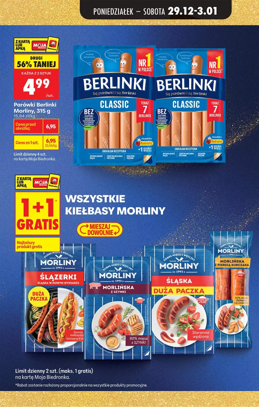 Gazetka promocyjna Biedronka - Od Środy - ważna 31.12.2025 do 01.01.2026 - strona 13 - produkty: Berlinki, Fa, Gra, LG, Morliny, Parówki, Por