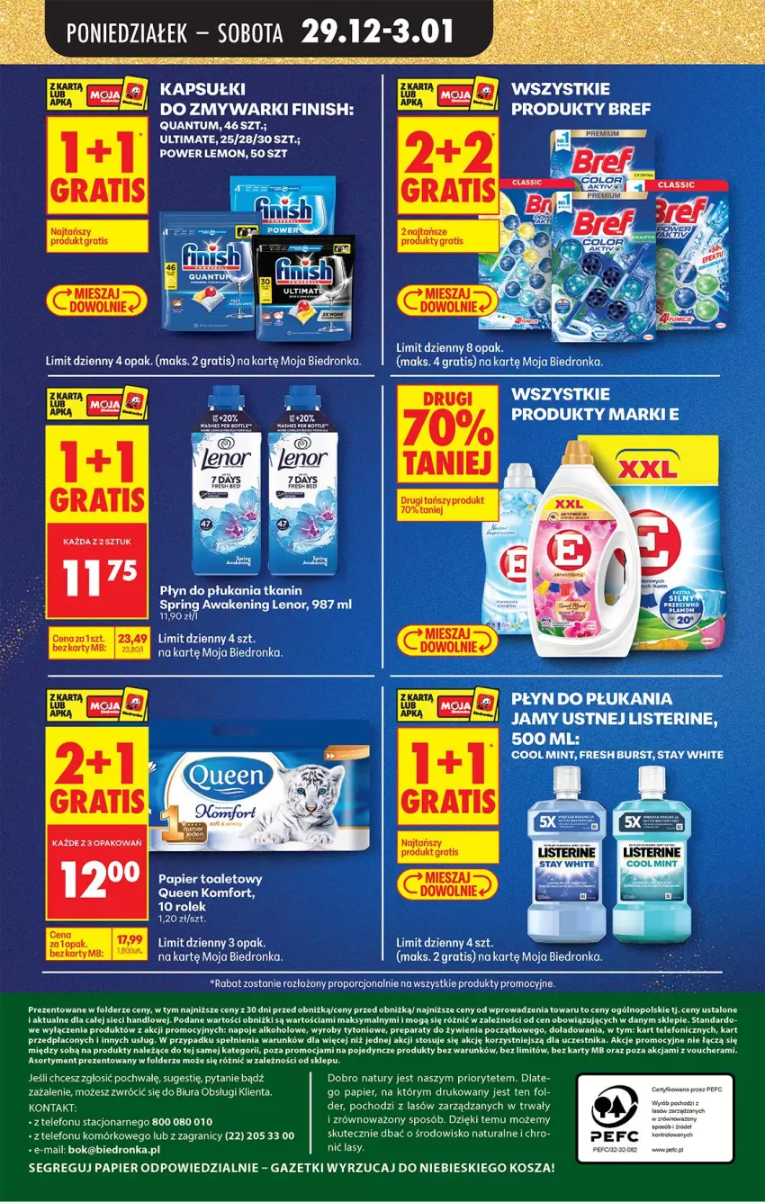 Gazetka promocyjna Biedronka - Od Środy - ważna 31.12.2025 do 01.01.2026 - strona 86 - produkty: 7 Days, Bref, Finish, Gra, Kosz, Lenor, Listerine, Napoje, Papier, Płyn do płukania, Por, Telefon, Zmywarki