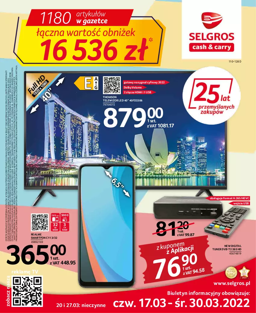 Gazetka promocyjna Selgros - Oferta przemysłowa - ważna 17.03 do 30.03.2022 - strona 1 - produkty: Fa, LG, Smartfon, Telewizor, Thomson, Tran