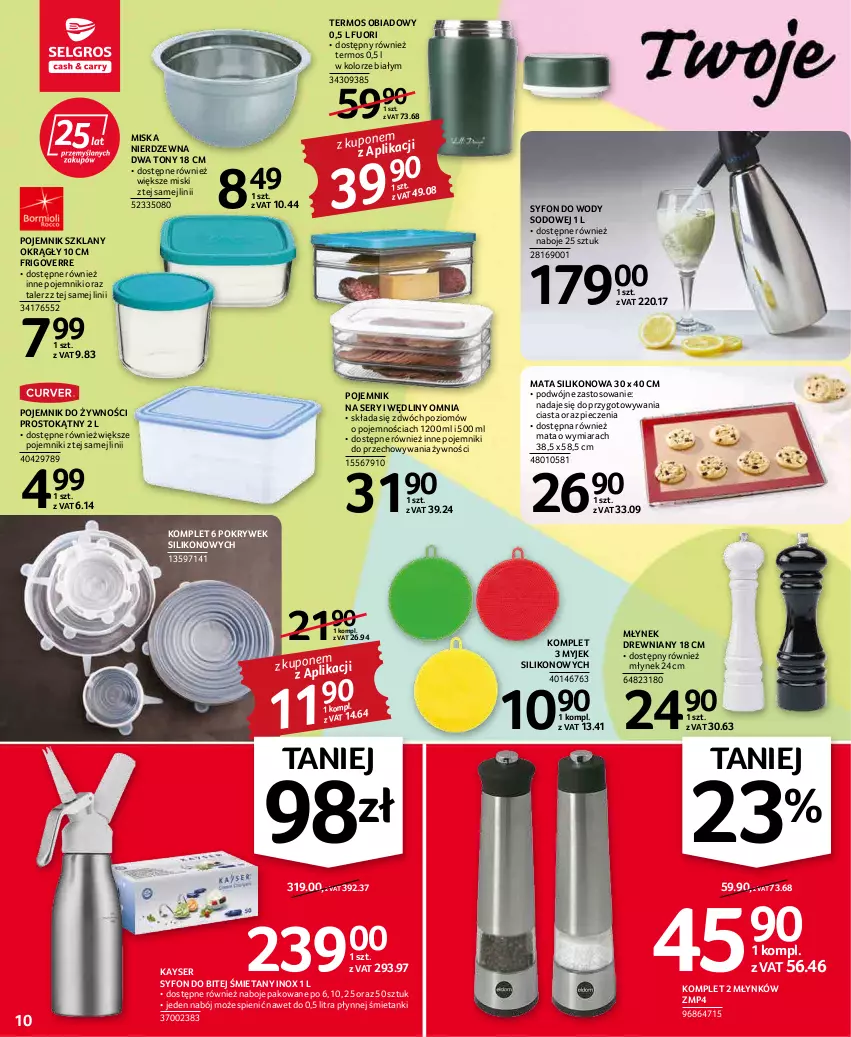 Gazetka promocyjna Selgros - Oferta przemysłowa - ważna 17.03 do 30.03.2022 - strona 10 - produkty: Miska, Młynek, Piec, Pojemnik, Pojemnik szklany, Ser, Syfon, Talerz, Termos