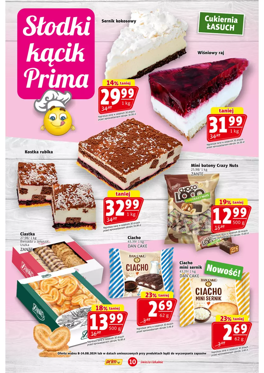 Gazetka promocyjna Prim Market - ważna 08.08 do 14.08.2024 - strona 10 - produkty: Baton, Bosch, Ciastka, Cukier, Dan Cake, Kokos, Ser