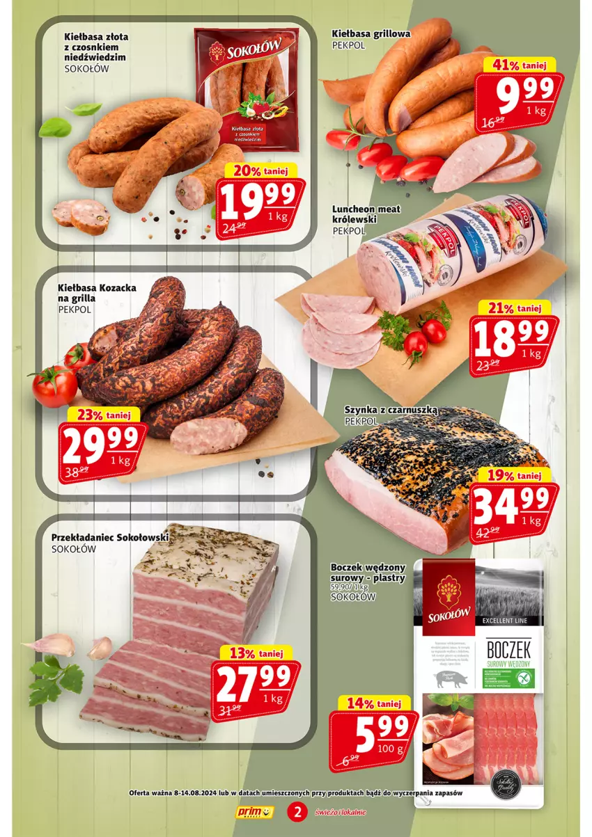 Gazetka promocyjna Prim Market - ważna 08.08 do 14.08.2024 - strona 2 - produkty: Boczek, Grill, Kiełbasa, Pekpol, Sok, Sokołów