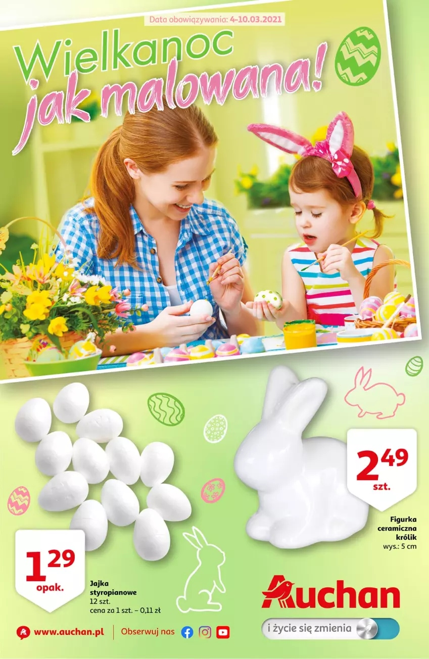 Gazetka promocyjna Auchan - Wielkanoc jak malowana Hipermarkety - ważna 04.03 do 10.03.2021 - strona 1 - produkty: Figurka ceramiczna, Królik, Ser