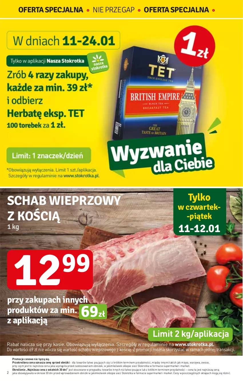 Gazetka promocyjna Stokrotka - Supermarket - ważna 11.01 do 17.01.2024 - strona 2 - produkty: Mięso, Owoce, Rama, Schab wieprzowy, Tran, Warzywa