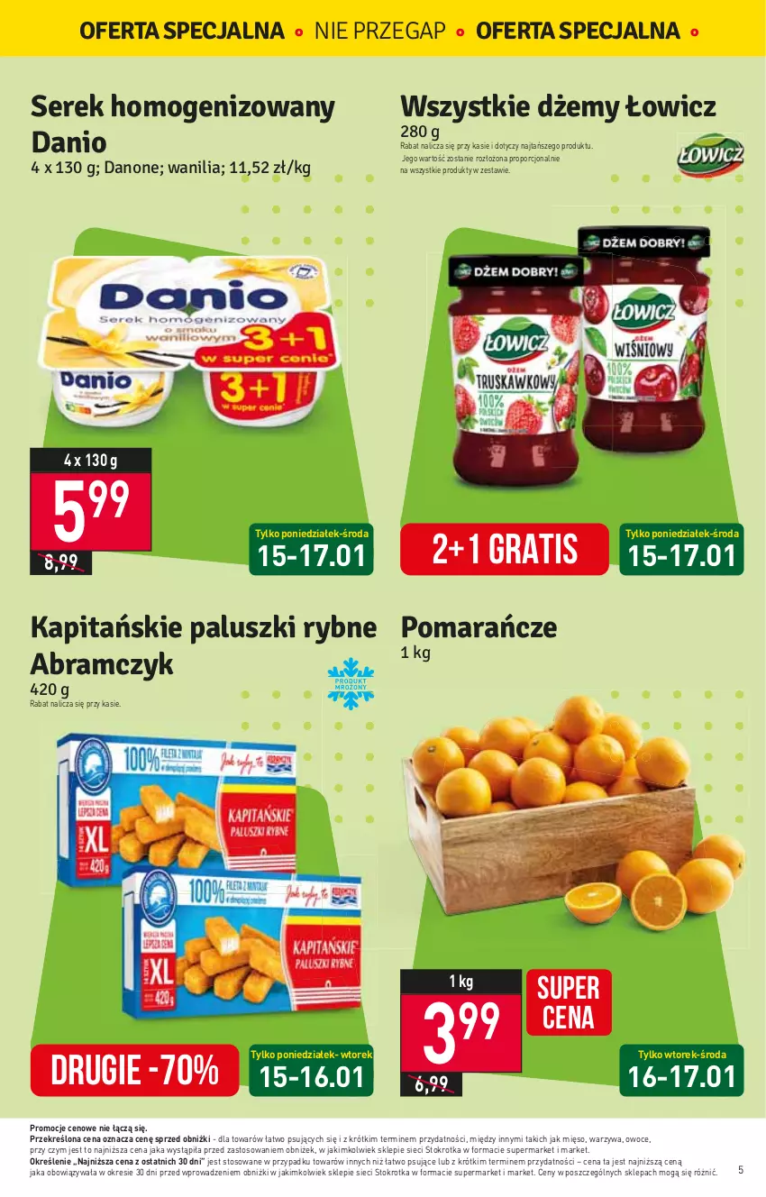 Gazetka promocyjna Stokrotka - Supermarket - ważna 11.01 do 17.01.2024 - strona 5 - produkty: Danio, Gra, Mięso, Owoce, Por, Ser, Serek, Serek homogenizowany, Warzywa