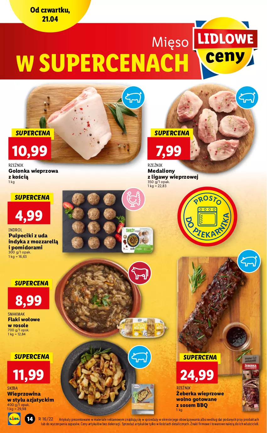 Gazetka promocyjna Lidl - GAZETKA - ważna 21.04 do 24.04.2022 - strona 14 - produkty: Flaki, Flaki wołowe, Golonka wieprzowa, Lion, Mięso, Sos, Wieprzowina