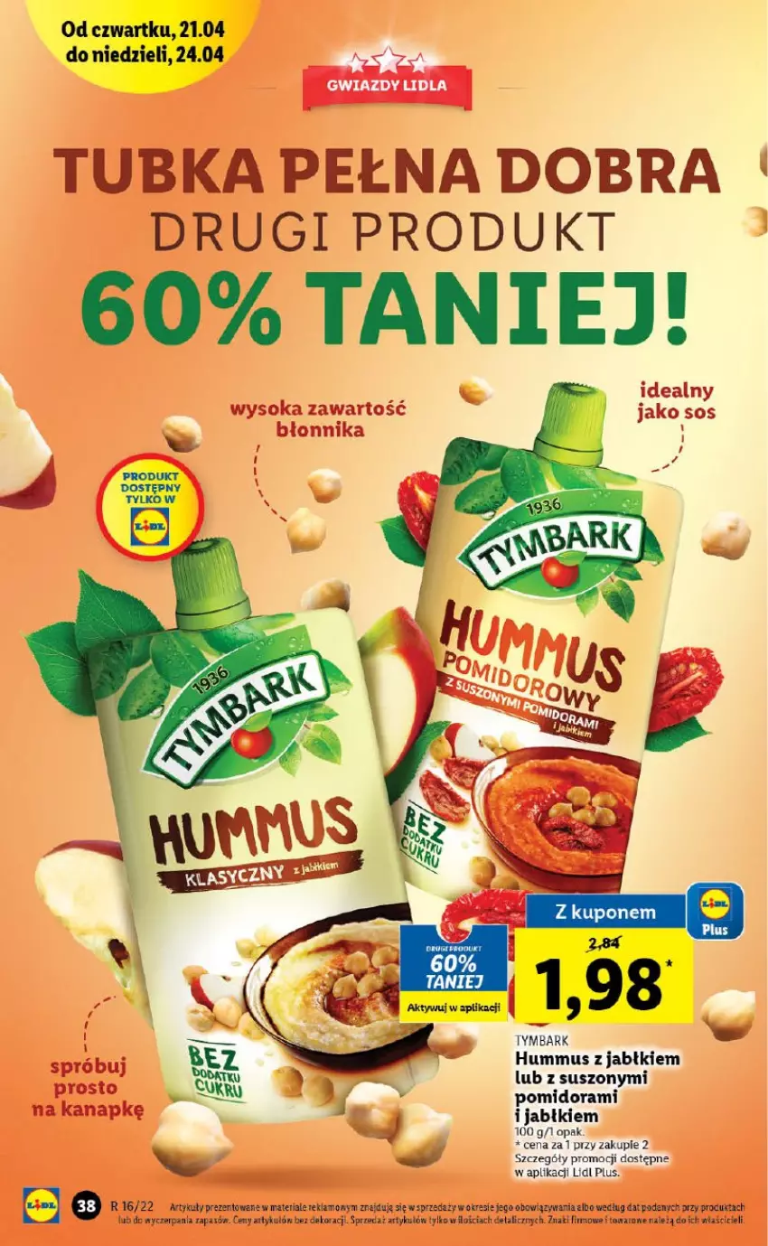 Gazetka promocyjna Lidl - GAZETKA - ważna 21.04 do 24.04.2022 - strona 38 - produkty: Hummus, Mus, Tymbark