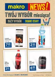 Gazetka promocyjna Makro - Najlepsze oferty - oferta z alkoholem - Gazetka - ważna od 18.09 do 18.09.2023 - strona 1 - produkty: Coca-Cola, Czekolada, Napój gazowany, Kubuś Waterrr, Kubuś, Napój, Lindt
