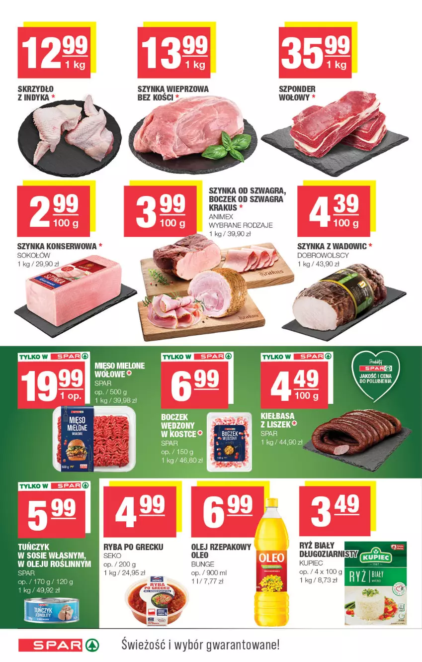 Gazetka promocyjna Spar - Spar - ważna 03.11 do 13.11.2025 - strona 4 - produkty: Boczek, Gra, Kiełbasa, Krakus, Kupiec, Olej, Olej rzepakowy, Oleo, Piec, Por, Ryba, Ryba po grecku, SEKO, Ser, Sok, Sokołów, Szynka, Szynka konserwowa, Szynka wieprzowa