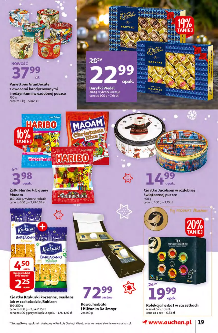 Gazetka promocyjna Auchan - Magia dekoracji Hipermarkety - ważna 25.11 do 01.12.2021 - strona 19 - produkty: Ciastka, Dallmayr, Filiżanka, Gra, Haribo, Herbata, Jacobs, Krakus, Krakuski