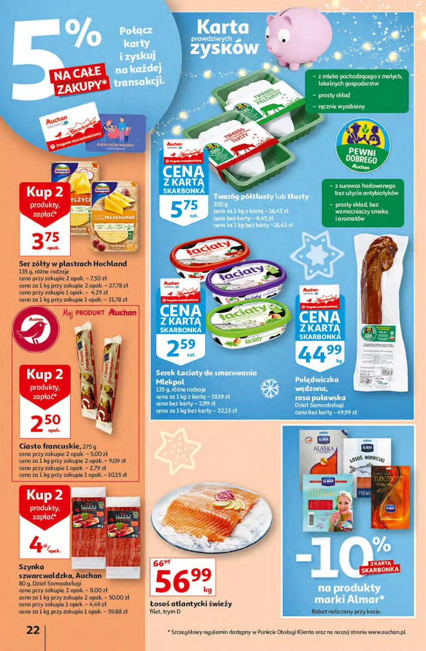 Gazetka promocyjna Auchan - Magia dekoracji Hipermarkety - ważna 25.11 do 01.12.2021 - strona 22 - produkty: Ciasto francuskie, Hochland, Maasdam, Ser, Szynka