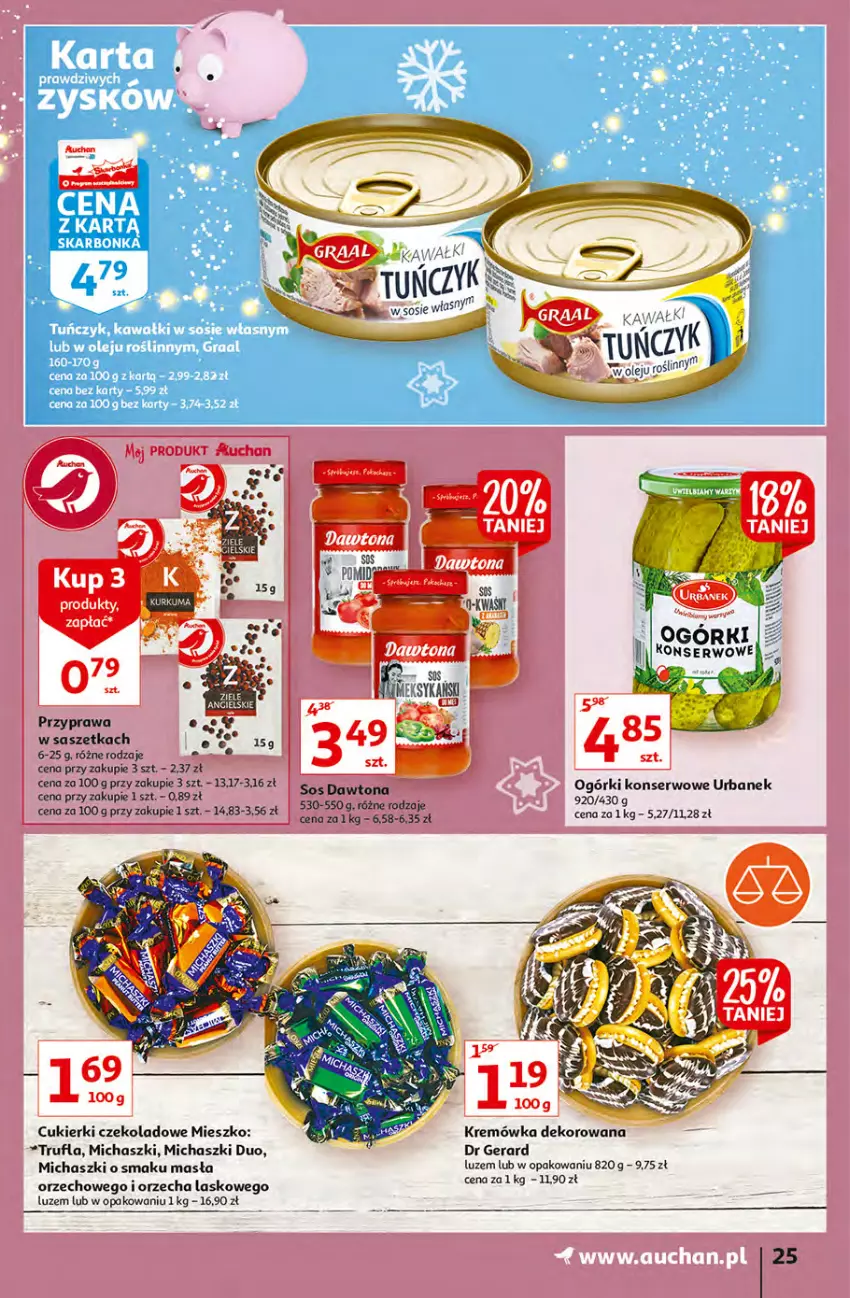 Gazetka promocyjna Auchan - Magia dekoracji Hipermarkety - ważna 25.11 do 01.12.2021 - strona 25 - produkty: Cukier, Cukierki, Cukierki czekoladowe, Dr Gerard, Kremówka, Ogórki konserwowe, Ser