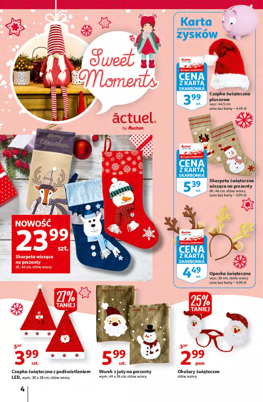 Gazetka promocyjna Auchan - Magia dekoracji Hipermarkety - ważna 25.11 do 01.12.2021 - strona 4 - produkty: Czapka, Karp, Opaska